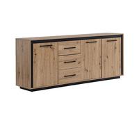 Buffet 3 portes et 3 tiroirs en MDF - Naturel et noir - NALAMANE