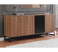 Buffet 3 portes et 3 tiroirs - MDF - Naturel et noir - CARATANA