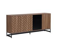 Buffet 3 portes et 3 tiroirs - MDF - Naturel et noir - CARATANA