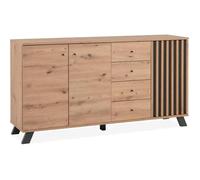 Buffet 3 Portes Et 4 Tiroirs Effet Bois - L160 X H85 Cm