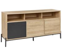 Buffet 3 portes et Étagères Ouvertes MDF Bois Clair et Gris Moines