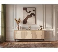 Buffet 3 portes FLORE effet chêne avec LEDS BOBOCHIC Noir et chêne