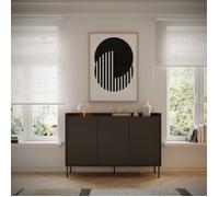 Buffet 3 portes - SELSEY TOVI - 140 cm - Noir/Noyer du Wisconsin