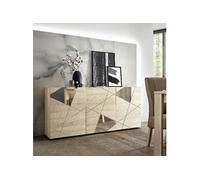 Generique Buffet VICTORY – Décor Chêne Sonoma, 3 portes, miroir, L181 x P42 x H84 cm