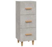 Buffet 3 Tiroirs Pieds En Bois Gris Béton 34,5x34x90 Cm Meuble De Rangement Bois Contreplaqué Multicolore