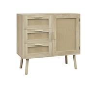 HOMCOM Meuble de Rangement Buffet Style bohème 3 tiroirs et 1 Porte façades rotin - dim. 80L x 36l x 75H cm
