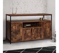 IDMARKET Buffet 4 portes 140 cm DAYTON avec niche effet vieilli design industriel