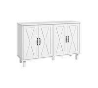 HOMCOM Buffet Bas Meuble de Rangement Buffet de Cuisine 2 placards Double Porte avec étagères réglables en Hauteur Style Campagne 120 x 37 x 75 cm - Blanc