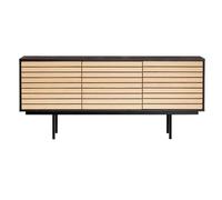 Buffet 4 Portes & 2 Niveaux "Stripe" 161cm Chêne & Noir