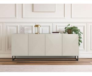 Buffet 4 portes 200 cm ALICE pieds en métal beige BOBOCHIC Beige