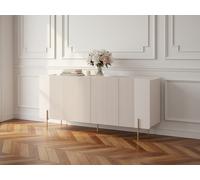 Buffet 4 portes 200 cm MATHILDE plateau effet marbre et pieds or beige BOBOCHIC Beige