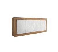 Buffet 4 portes aspect bois finition Mercure façades blanc texturées - OTELLO - ALTOBUY