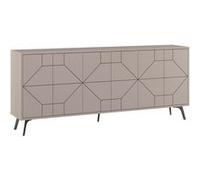 Buffet 4 portes bois taupe motif géométrique Kuzako 184 cm Taupe G