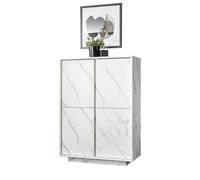Buffet 4 portes, collection COLOMARMO, coloris blanc effet marbre, idéal dans votre salon ou salle à manger