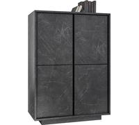 Buffet 4 portes, collection COLOMARMO, en noir effet marbre, idéal pour votre salon ou votre salle à manger.