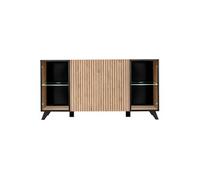 Buffet 4 Portes Design "Liam" 160cm Naturel & Noir