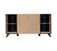 Buffet 4 Portes Design "Liam" 160cm Naturel & Noir