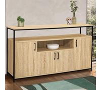 Buffet 4 Portes Detroit Avec Niche Design Industriel 140 Cm