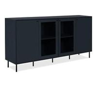 Buffet 4 portes dont 2 vitrées bleu marine - L180 cm