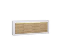 Buffet 4 Portes Effet Chêne à Relief et Leds - DAYTON OAK -