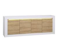 Buffet 4 Portes Effet Chêne à Relief et Leds - DAYTON OAK - ALTOBUY Marron G