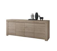 Buffet 4 portes en bois, collection ZEFIR, coloris chêne clair, parfait pour votre salon