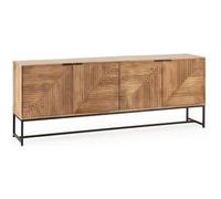 Buffet 4 portes en manguier massif relief graphique oblique piètement métal laqué noir - NERIA - ALTOBUY Marron