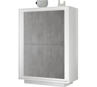 Buffet 4 portes FALL - Laqué blanc mat et gris béton - Design moderne et fonctionnel