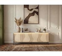 Buffet 4 portes FLORE effet chêne avec LEDS BOBOCHIC Noir et chêne