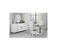 Buffet 4P avec Leds + Table 160cm Effet Pierre - MARIKA -