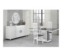 MARIKA - Buffet 4P avec Leds + Table 160cm Effet Pierre -