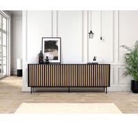 Buffet 5 portes 220 cm CORNEILLE tasseaux pin massif BOBOCHIC Noir