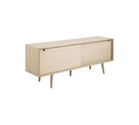 Toilinux - Buffet 5 tiroirs et 2 portes coulissantes en panneaux de particules - Beige - Diner Beige