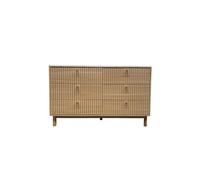 Buffet 6 tiroirs aspect bois rainuré et marbre 120cm BROX