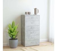 Buffet 6 tiroirs gris béton 50x34x96 cm Bois composite