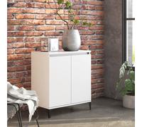 Buffet 60 x 35 x 70 cm bois contreplaqué blanc Pieds en métal 2 portes Style industriel Blanc
