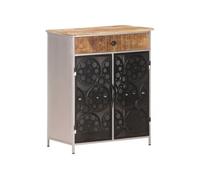 Buffet Armoire Latérale Meuble de Rangement Armoire de Rangement Commode Salon Maison Intérieur 60x35x75 cm Fer Bois de Manguier Brut