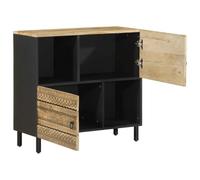 Buffet 80 x 33,5 x 75 cm en bois de manguier brut et fer, système d'étagères moderne pour salon et salle à manger, robuste et élégant