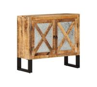 Buffet 80x30x71 cm bois de manguier brut massif et métal 355842