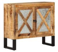 Vidaxl Buffet 80x30x71 Cm Bois De Manguier Brut Massif Et Métal Multicolore