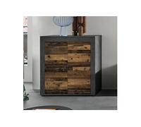 Buffet 80x35x88 cm gris décor en bois brun - JAMO