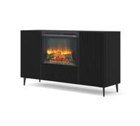 Buffet à 2 portes avec cheminée - AC-Déco - Ravenna - Noir - L 147 cm - Design contemporain