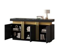 Buffet à 3 portes, armoire de rangement avec séparateurs réglables, présentoir, moderne, pour cuisine, salon, salle à manger, couloir, 140 x 38 x 70 cm, noir
