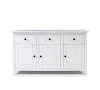 Buffet à 3 tiroirs et 3 portes Meuble de rangement coloris Blanc - Longueur 134 x Profondeur 40 x Hauteur 79 cm