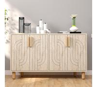 Buffet à 4 portes effet travertin nervuré 120x73cm RODY Doré