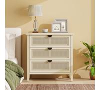 Buffet à trois tiroirs en grain de bois naturel avec design en relief - Design flexible et polyvalent - Meuble de rangement pour salon et chambre à coucher - Armoire moderne (naturelle)