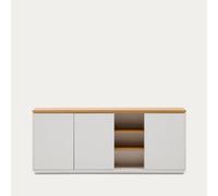 Buffet Abilen 3 portes, placage chêne et laque blanche, 180 x 75 cm, certifié FSC 100%