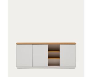 Buffet Abilen 3 portes, placage chêne et laque blanche, 180 x 75 cm, certifié FSC 100%