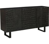 Buffet Adriaen 142 cm - Noir, façade structurée, design moderne