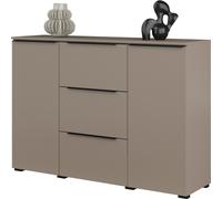 Buffet ALICE avec 2 portes et 3 tiroirs, couleur brun Congo avec éclairage LED